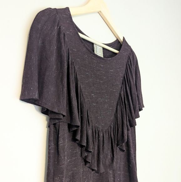 Anthropologie X Dolan Brown Heathered Ruffle Top - Picture 2 of 3